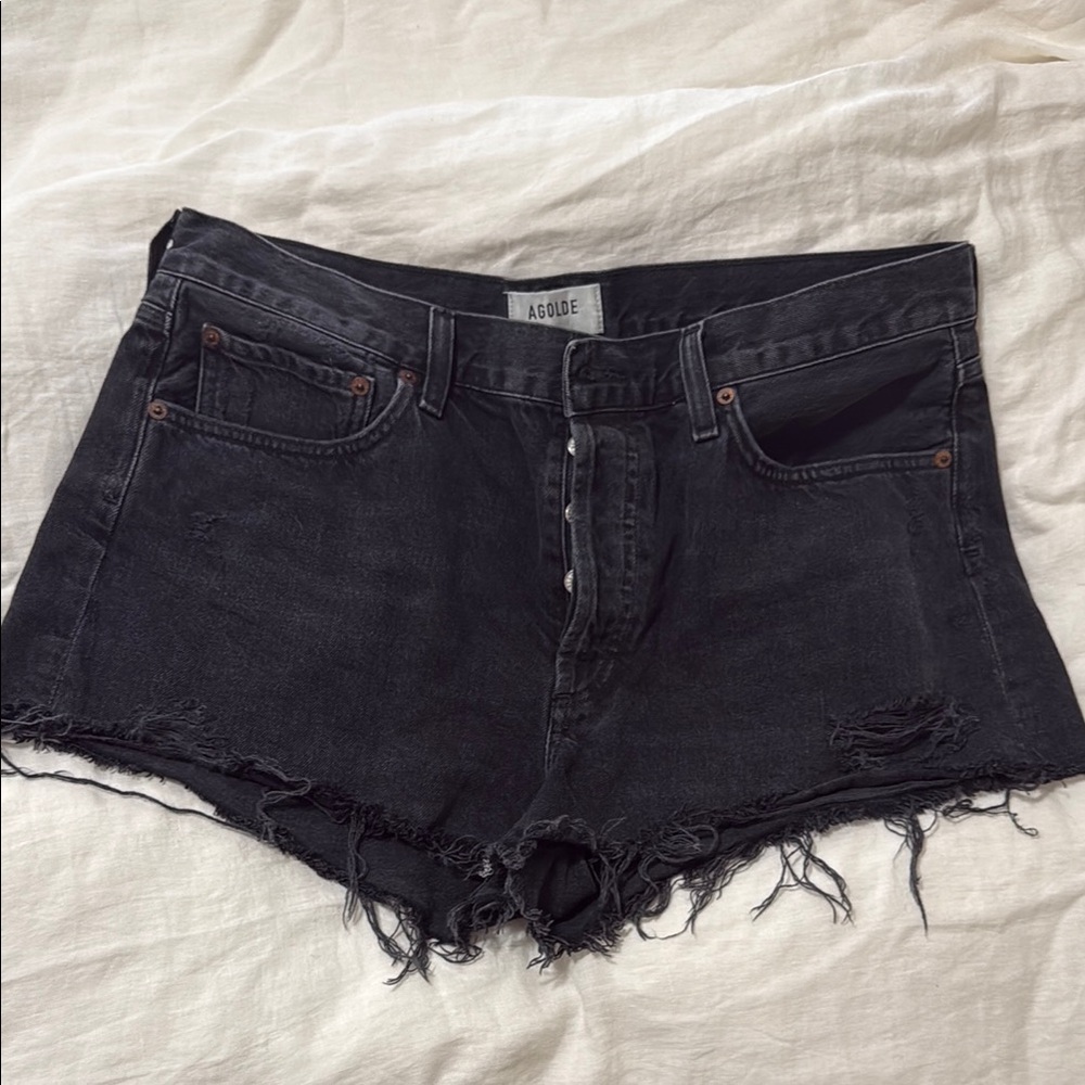 AGOLDE Dee Ultra High-Rise Denim Shorts  black 31 nwot